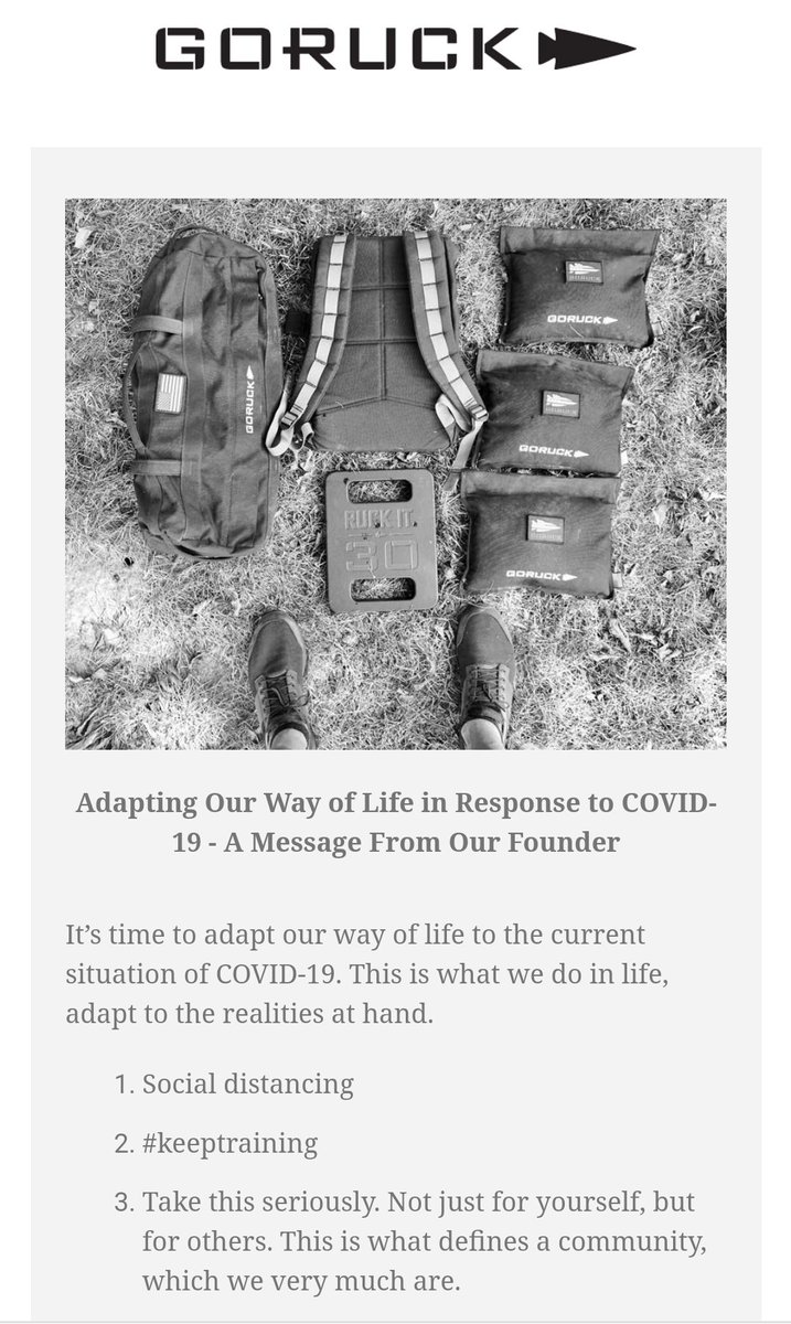 RuckTraining's tweet image. Adapting Our Way of Life in Response to COVID-19 - A Message From @GORUCK Founder