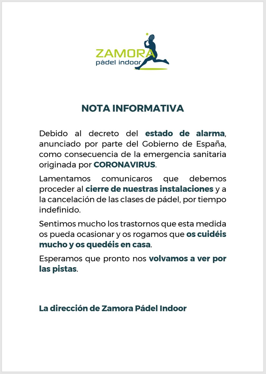 Nota Informativa COVID - 19.