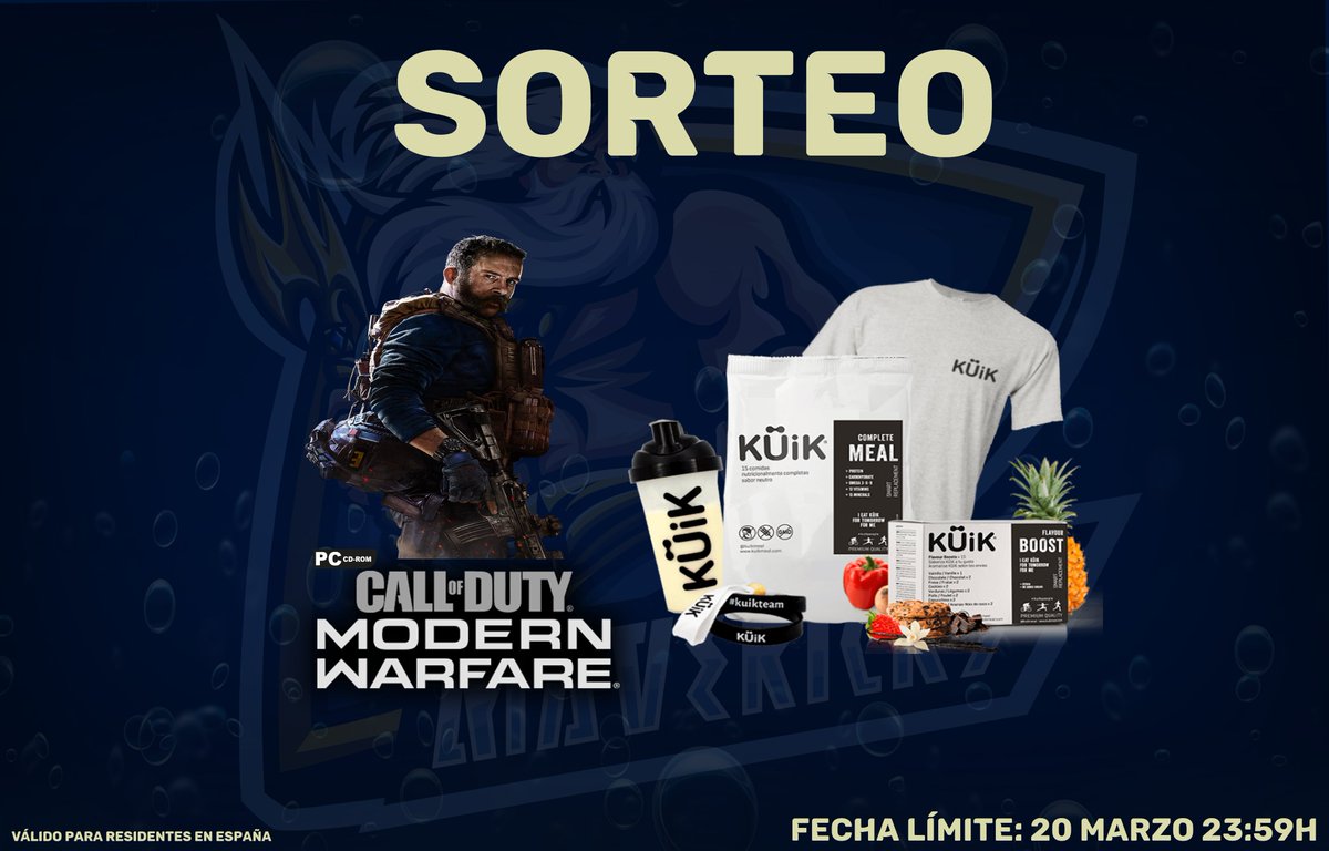 #SORTEO 

¿Quieres ganar un CODMW y un completo pack de @kuikmeal para esas noches sin descanso?

🔁RT este tweet
➡️Síguenos <a href="/MV3United/">Mav3ricks Esports Club</a>
📷Sigue a @kuikmeal en Instagram instagram.com/kuikmeal
🔔Inscríbete a su newsletter para recibir descuentos exclusivos mailchi.mp/kuikmeal/sorte…
