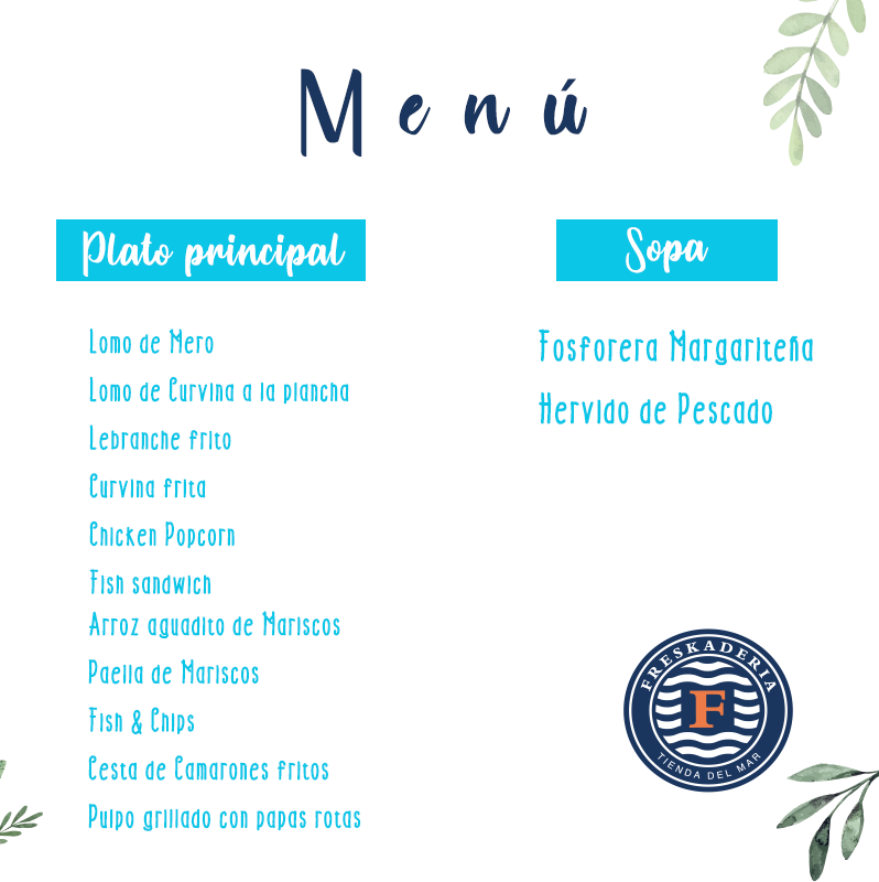 freskaderia's tweet photo. ¡Explora nuestro menú!

En la #Freskaderia⛵ cada día es especial para compartir en familia de las delicias del mar.

Por aquí les dejamos nuestro menú del sábado, para que elijas tu plato favorito y nos acompañes a degustarlo😉. 
-
¡Te esperamos! 
-
#Patio #Restaurante https://t.co/h7i0kpCo9U