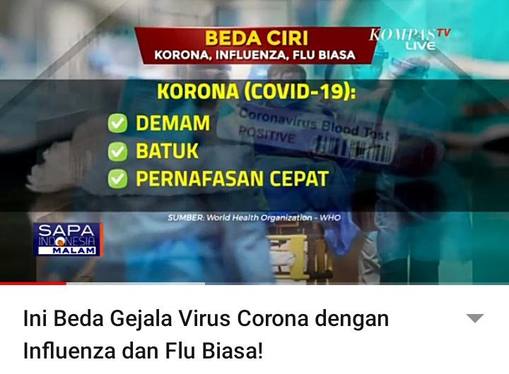 Bedakan ciri Korona dengan Influenza dan Flu Biasa. 

#CoronaIndonesia 
#CoronaVirusIndonesia 
#CoronaAlert 
#SabtuRebahan 
#COVID19indonesia
