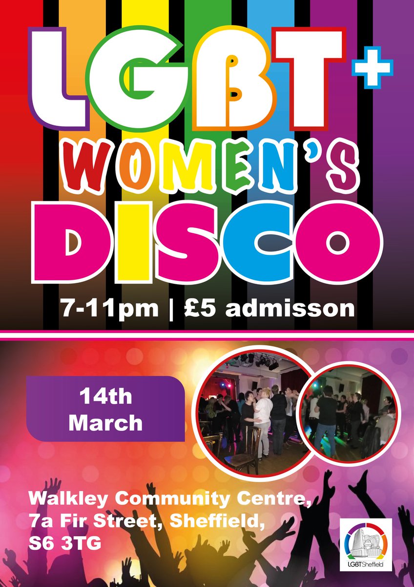 SO SORRY for the confusion but the Women’s only disco WILL be held at Walkley Community Centre tomorrow! Again apologies for the confusing posts.
