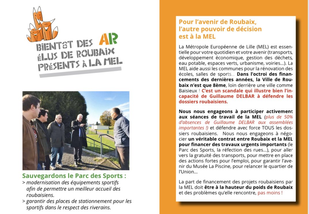 RoubaixAllez's tweet photo. Rappel de notre programme !

Les 15 &amp; 22 mars, votez Allez Roubaix 🦊 https://t.co/Eed37FhmFY