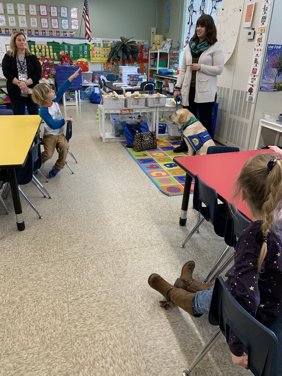 Our bud surf the safety dog came back today to teach more K,1,2 students about: using our strong voices when in danger, safe places, and safe people. @DrGeorge_MTPS <a href="/NavesinkSchool/">Navesink School</a>
