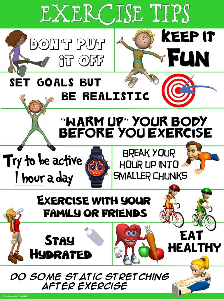 Simple exercise tips for students to consider while they are at home! #Physed #espechat #elem #pegeeks