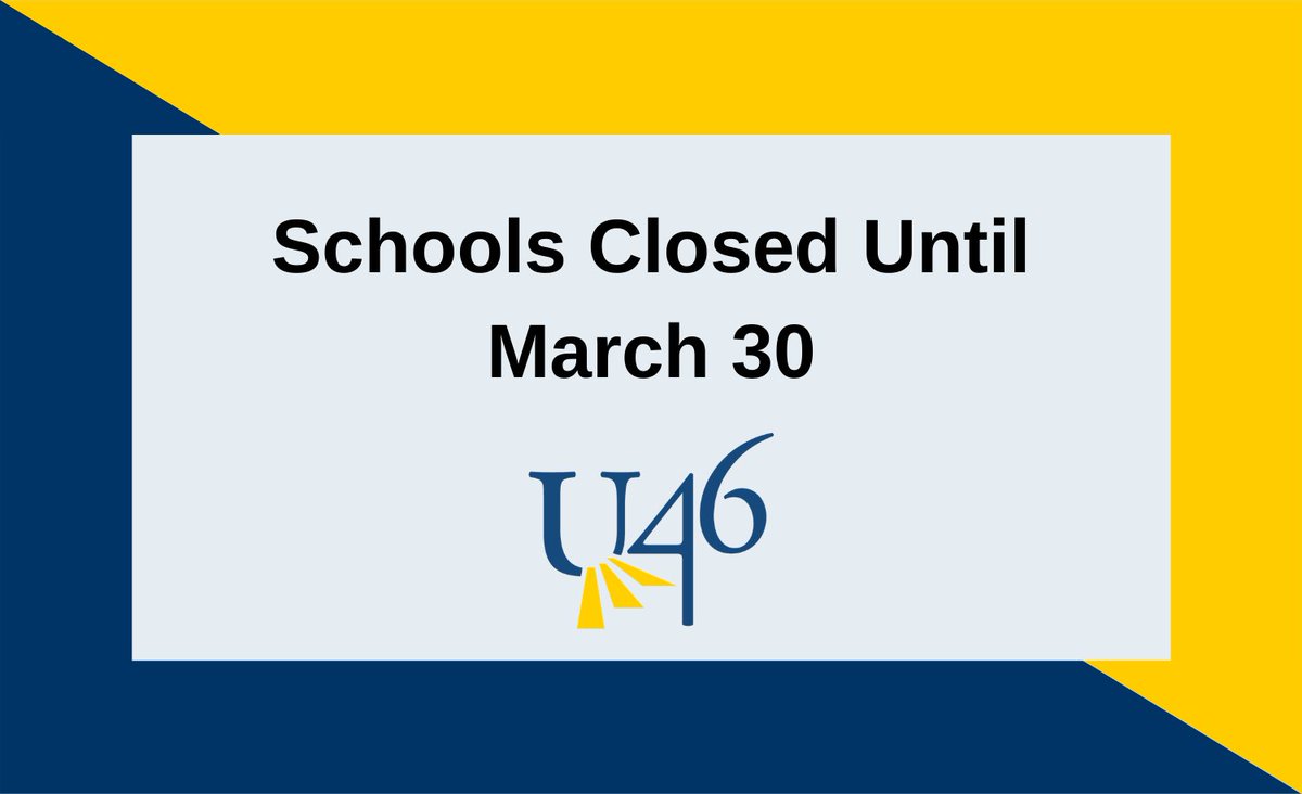 Please see an important message about U-46 schools closing, effective today. You can find it on our website here: u-46.org/Page/9013