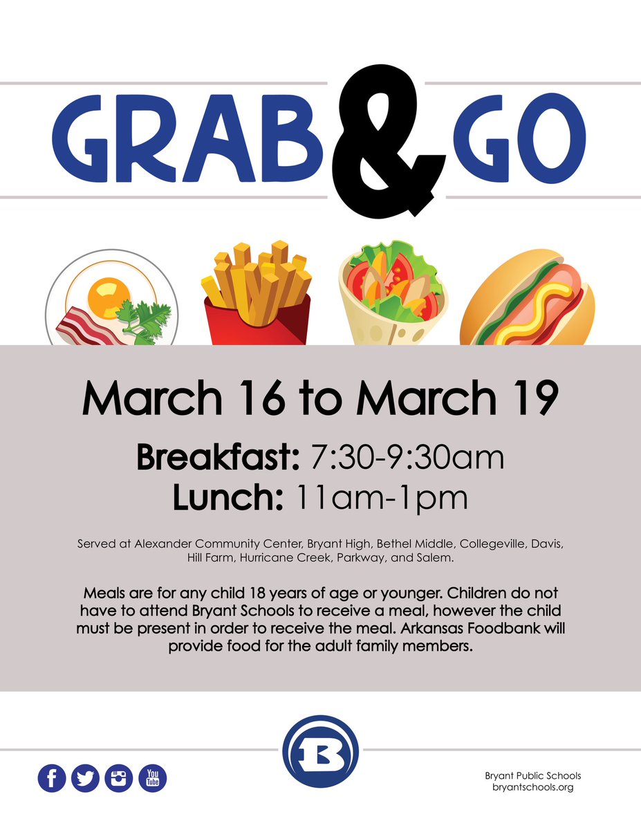 Here’s a great resource being provided by the district - please share! 
Contact us if transportation is an issue and we will help set something up! 🍲💙