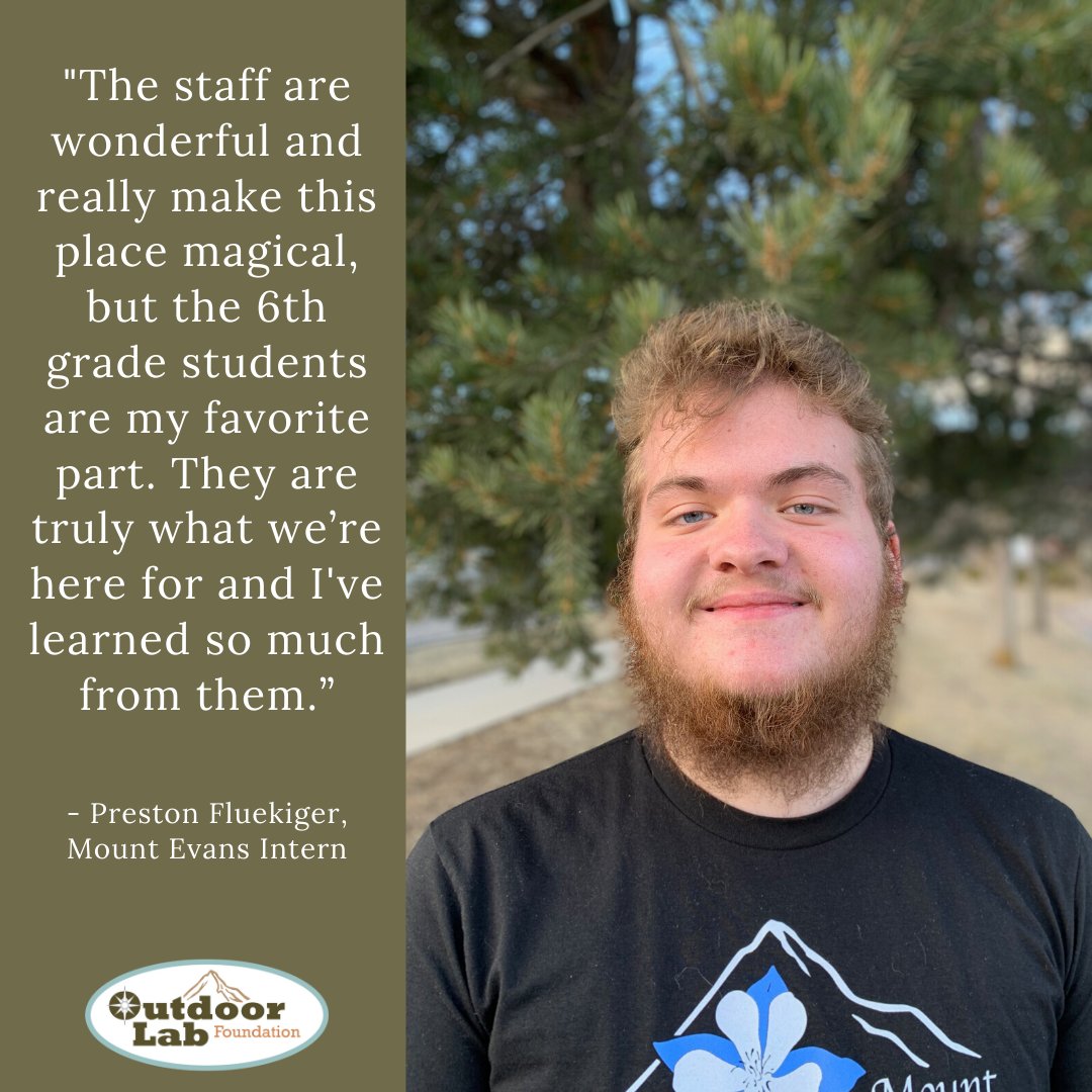 OutdoorLabFound's tweet image. Preston wanted to be an intern because of the personal connections he made with the staff &amp;amp; students. He hopes to make the kids' time at Outdoor Lab forever memorable &amp;amp; to inspire future leaders. Thank you for your service, Preston. #intern #youthleader #mountevans #outdoored