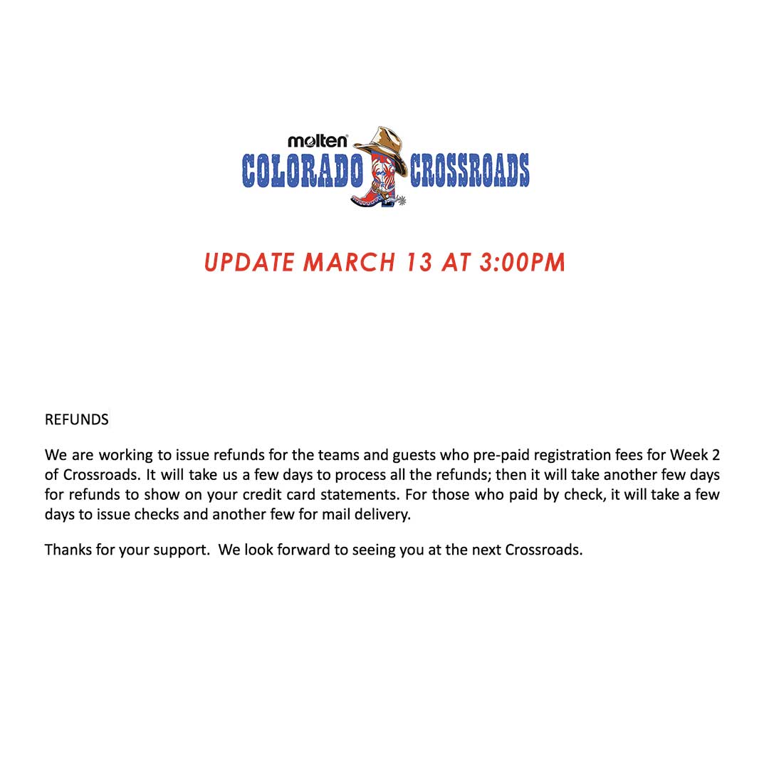 crossroadsvb's tweet photo. Crossroads Week 2 - Refund Update https://t.co/pgBCbOEI7f
