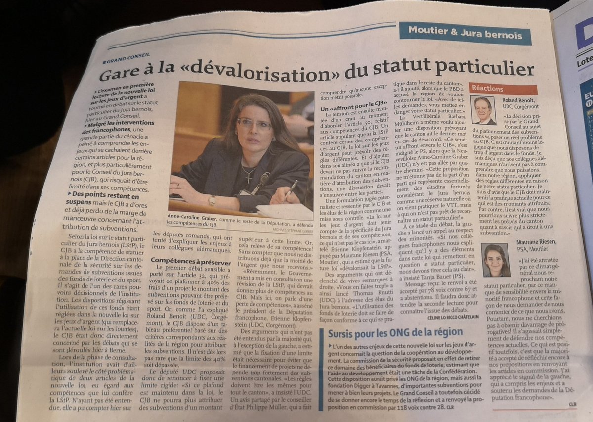 ACGraber's tweet photo. Bon, ce n'est pas tous les jours que je m'exprime ainsi - loin s'en faut - mais il fallait que ce soit dit... Dans le canton de Berne, les Vert'libéraux s'opposent quasi systématiquement aux droits légitimes et aux justes revendications du Jura bernois. https://t.co/q3breVOpt3