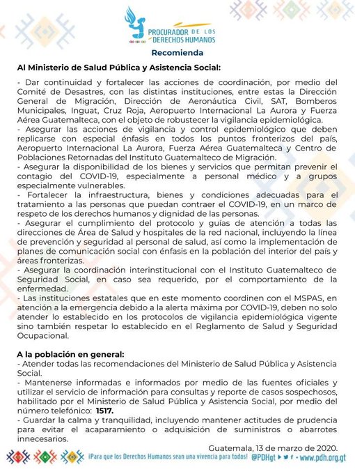 PDH pide a las autoridades tomar las medidas necesarias por coronavirus en Guatemala  ETBNWMdXgAAw7aM?format=jpg&name=small