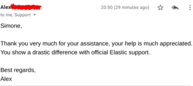 Earning customers' ♥ day after day.  

You too can enjoy priority #support subscribing to ReadonlyREST Enterprise.  

readonlyrest.com

Since 2013,  #elasticsearch and #kibana #security