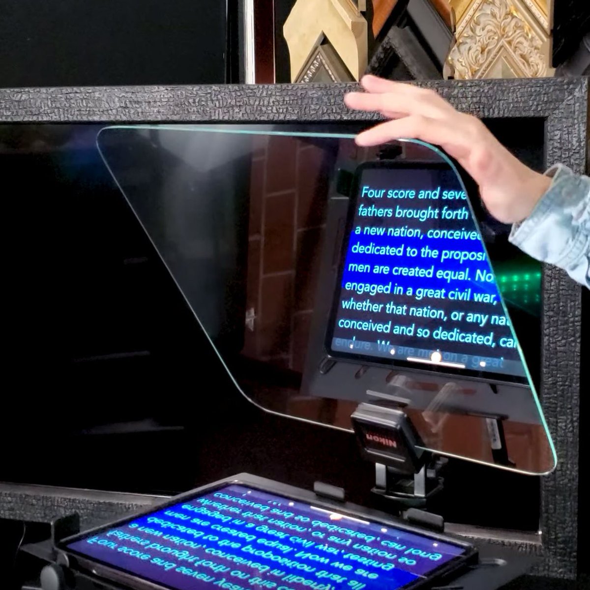 How Does A Teleprompter Work?! A teleprompter is a transparent mirror at an angle over a display. A teleprompter is usually used when someone is in need of remembering their lines! #teleprompter #telepromptertips