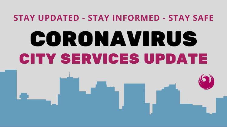 CityofPhoenixAZ's tweet photo. The city of Phoenix has just implemented changes to city services as a result of the Coronavirus national emergency. Details are in #PHXNewsroom
https://t.co/EUEZJvAN7f

#Coronavirus https://t.co/Mq6NIPn75V