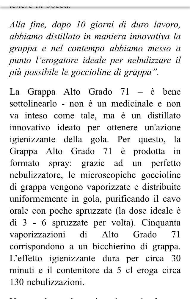 lolitoapketa's tweet photo. @welikeduel Dal comunicato stampa di oggi. Il nebulizzatore di #grappa Alto Grado 71 Castagner #Veneto #coronavirus #covid19 #propagandalive https://t.co/z1F2DnTYZD