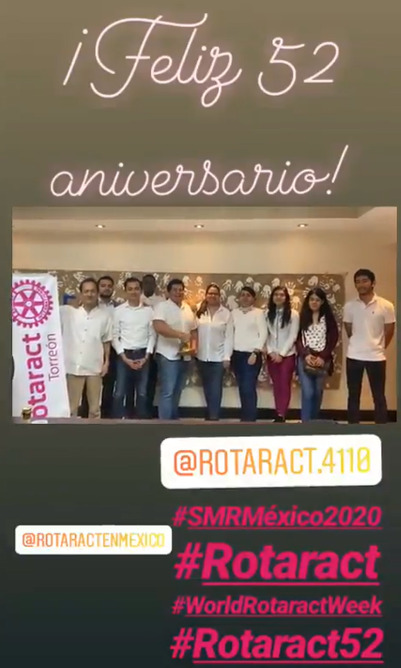 RotaractTorreon's tweet photo. Viernes 13 de Marzo: "ROTARACT 52" 
¡El pasado 10 de Marzo en sesión los socios asistentes e invitados celebramos el 52do aniversario de Rotaract!

Por que sean muchos años más de dar de nosotros antes de pensar en nosotros

#Rotaract52 #SMRMexico2020 #Rotaract #WordlRotaractWeek https://t.co/C3fPZg44k3