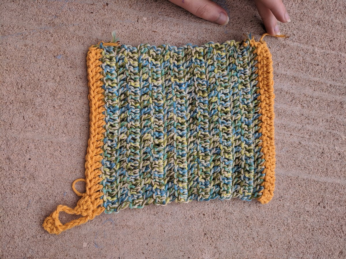 Simple washcloth w/ hanging loop.100% cotton and machine-washable.$15+shipping