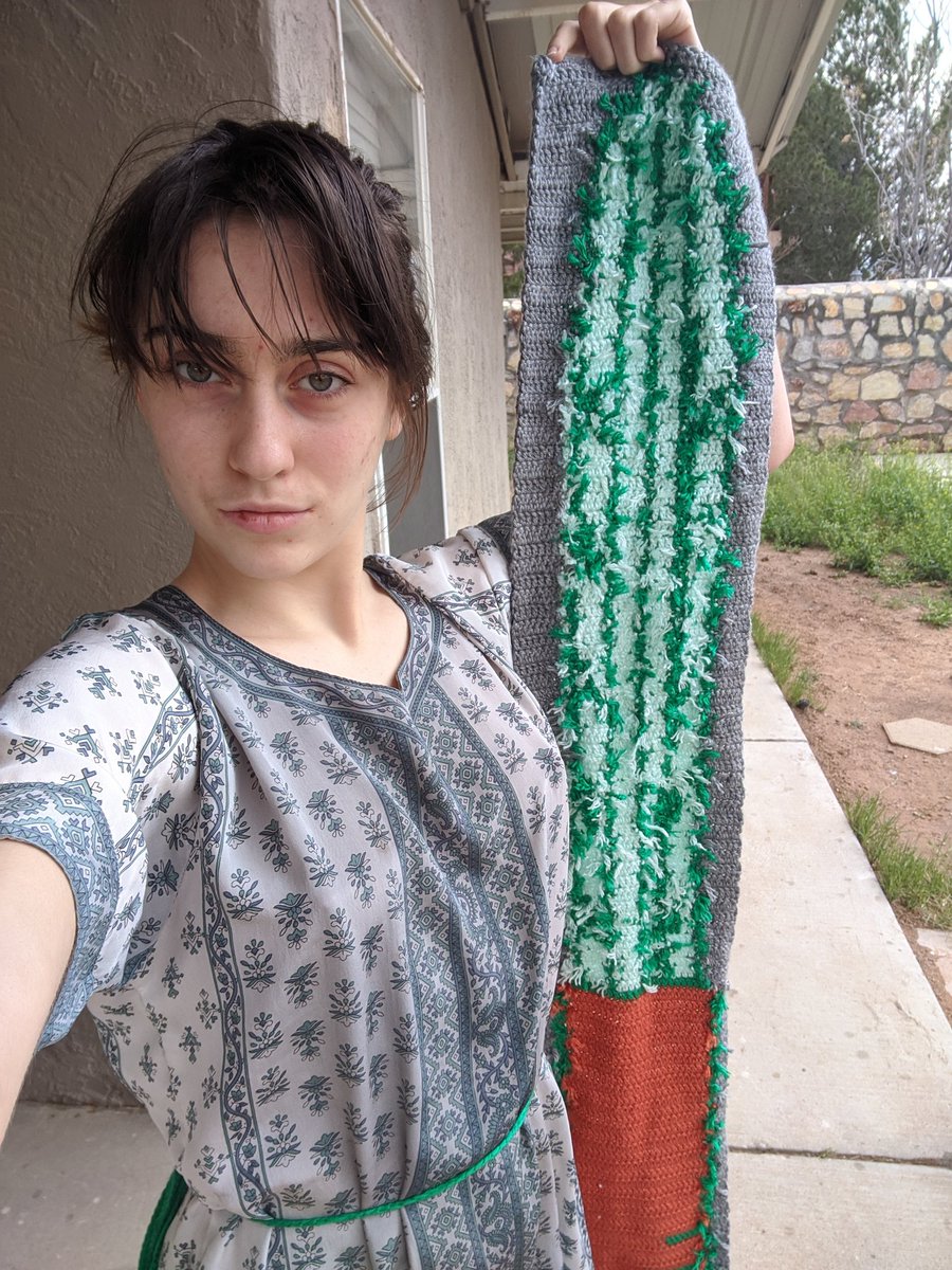 Cactus scarf.Very long. Several feet tall. Cactus.Hand-wash only.Can add a strap if you want to hang it on a wall instead (+$10).$70+shipping