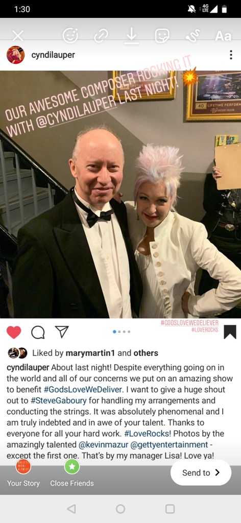 Our own awesome composer Steve Gaboury with <a href="/cyndilauper/">Miley Ray Jepsen</a> #loveRocksNYC