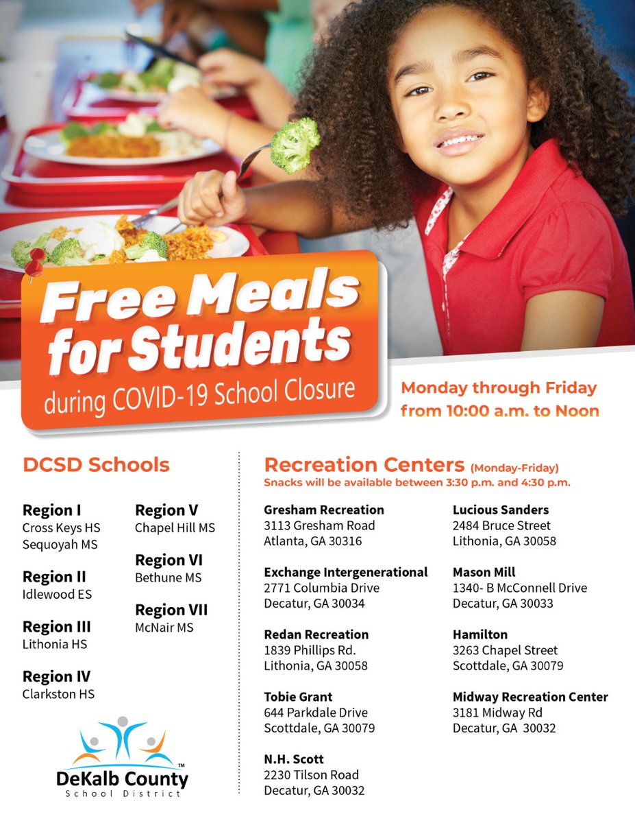 To continue our support of students while schools are closed, DCSD is pleased to provide the continuation of school meal programs.