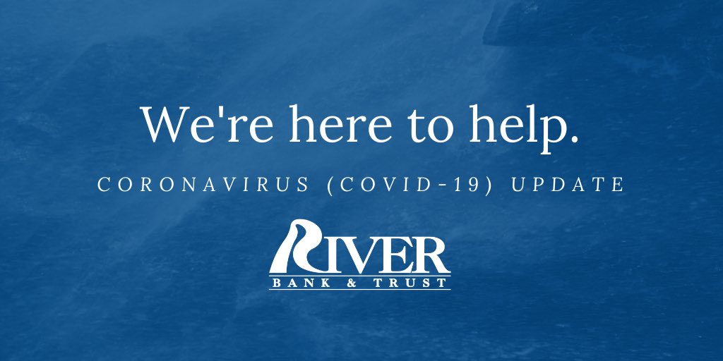 MyRiverBank's tweet image. We are taking necessary steps to prepare, and we want you to be prepared, too. Please read this important message from our CEO, Jimmy Stubbs: riverbankandtrust.com/coronavirus-up…