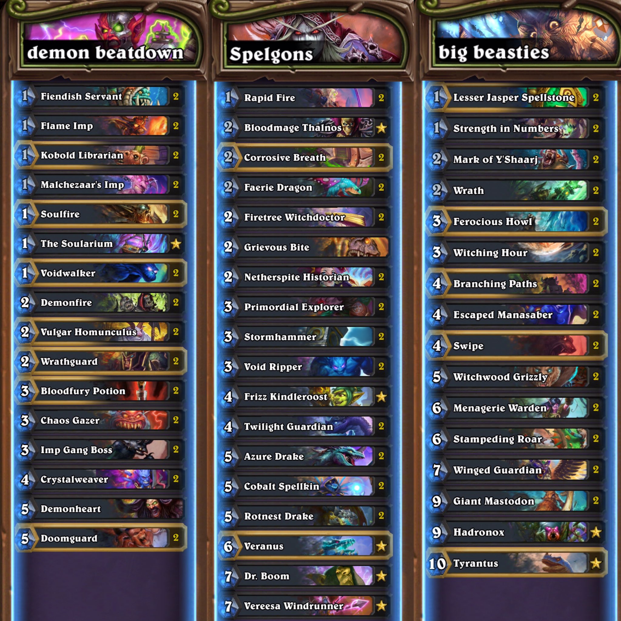 uanset september stewardesse Ben Hearthstone on Twitter: "Here's a few off-meta Wild decks I've been  enjoying. Demon Warlock: play Demons, buff them. Go Face. Nobody expects  Demonheart 😈 Spell Dragon Hunter: strong Dragon package with