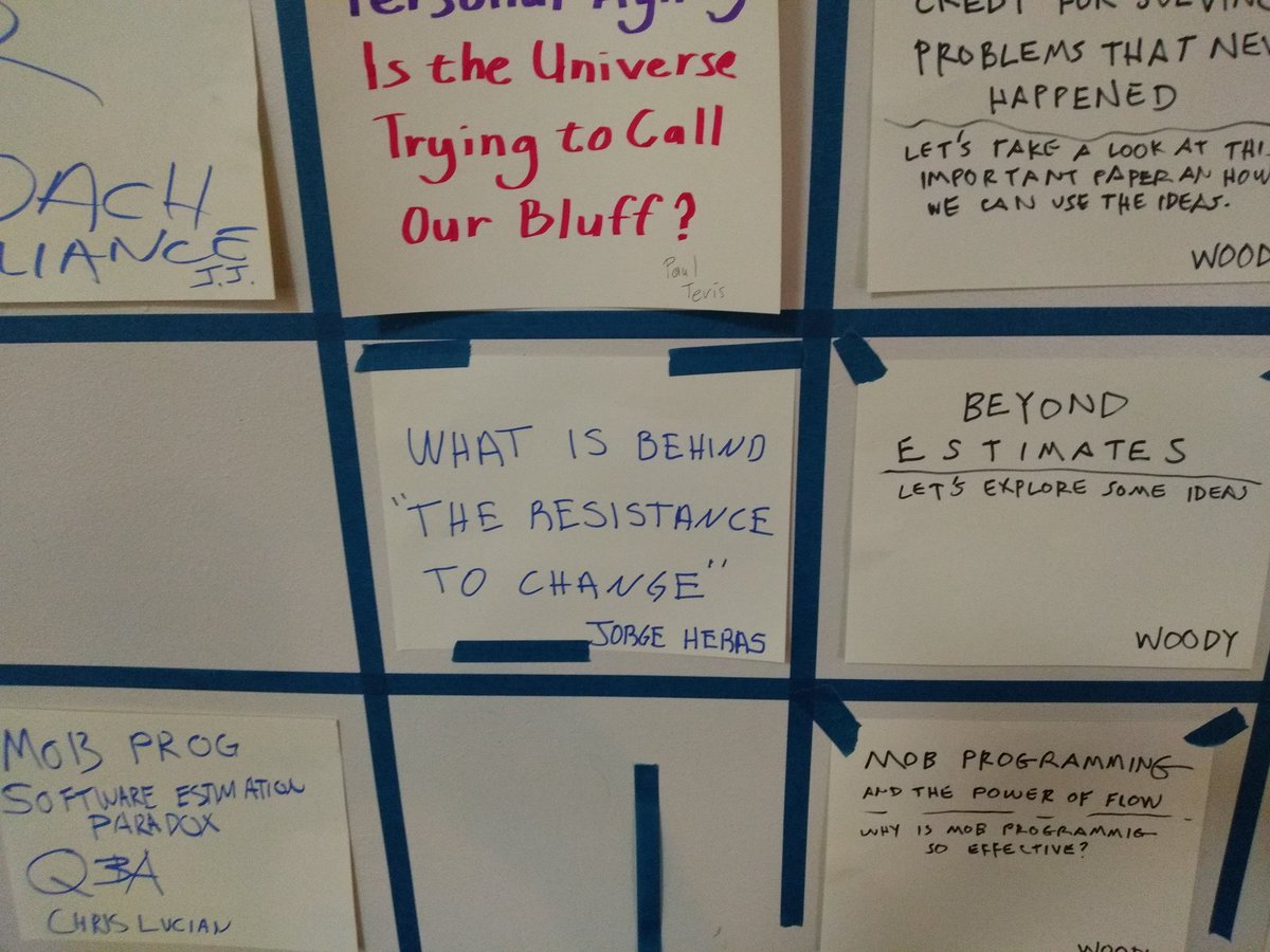 jherasq's tweet photo. Talking about what is behind "the resistance to change" in the Agile Open San Diego #AOSD2020 https://t.co/r8AyiozLvf