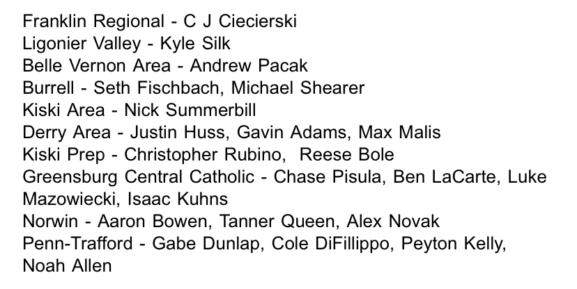 Congratulations to @chasepisula <a href="/BenLacarte/">Ben LaCarte</a> <a href="/LMazowiecki/">Luke Mazowiecki</a> &amp; @kuhns_isaac for being selected to rep Westmoreland Co. in the “Great 38” all-star game 6/12 at Trinity HS!
GCC and <a href="/ptwarriorfb/">PennTraffordFootball</a> were the only schools w/ 4 guys on the team