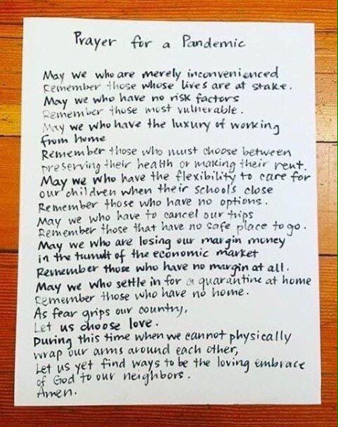 Prayer for a Pandemic #COVID2019 #LoveWins