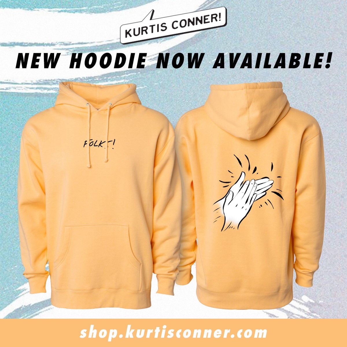 kurtisconner's tweet image. bad news: April tour is cancelled 😔 
good news: new folks hoodie colourway 😎

shop.kurtisconner.com/products/peach…