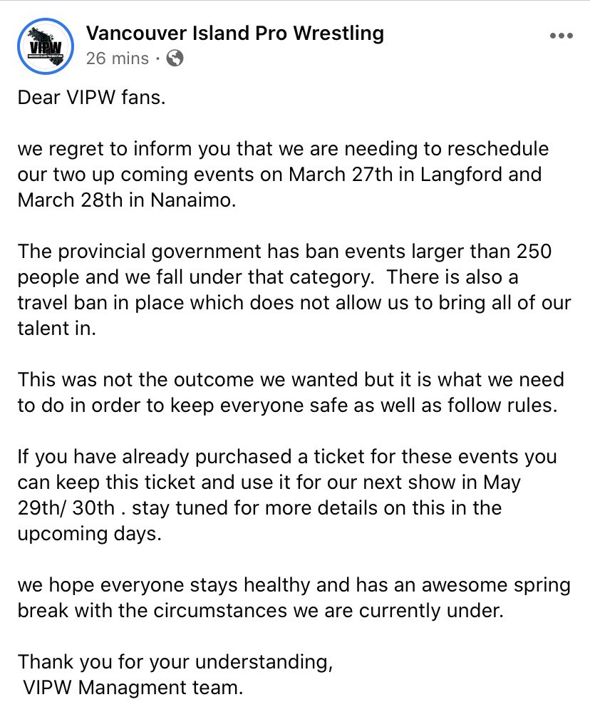 VIPW_Pro's tweet photo. We are sorry to announce but it is out of our hands! Please read the following statement. https://t.co/NhUWsAWrZa