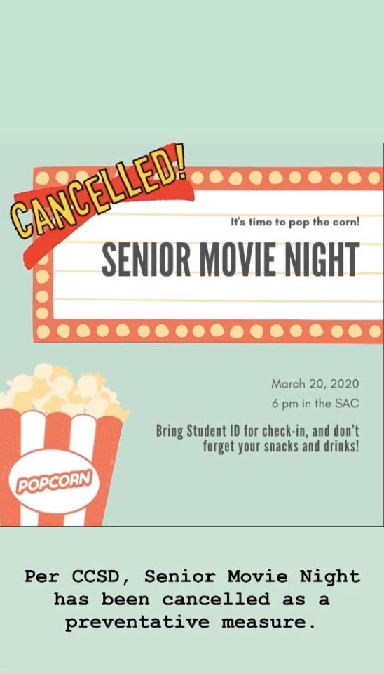 _RanchoRams_'s tweet photo. Senior Movie Night has been cancelled as a preventative measure!! https://t.co/yHs5gl96h4