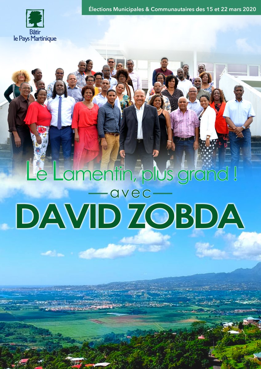Votez et faites voter Zobda David
Tête de la liste, LE LAMENTIN, PLUS GRAND !
Le 15 mars 2020
#lelamentin
#villedulamentin
#lelamentinmartinique
#electionmunicipale2020
#Municipales2020
