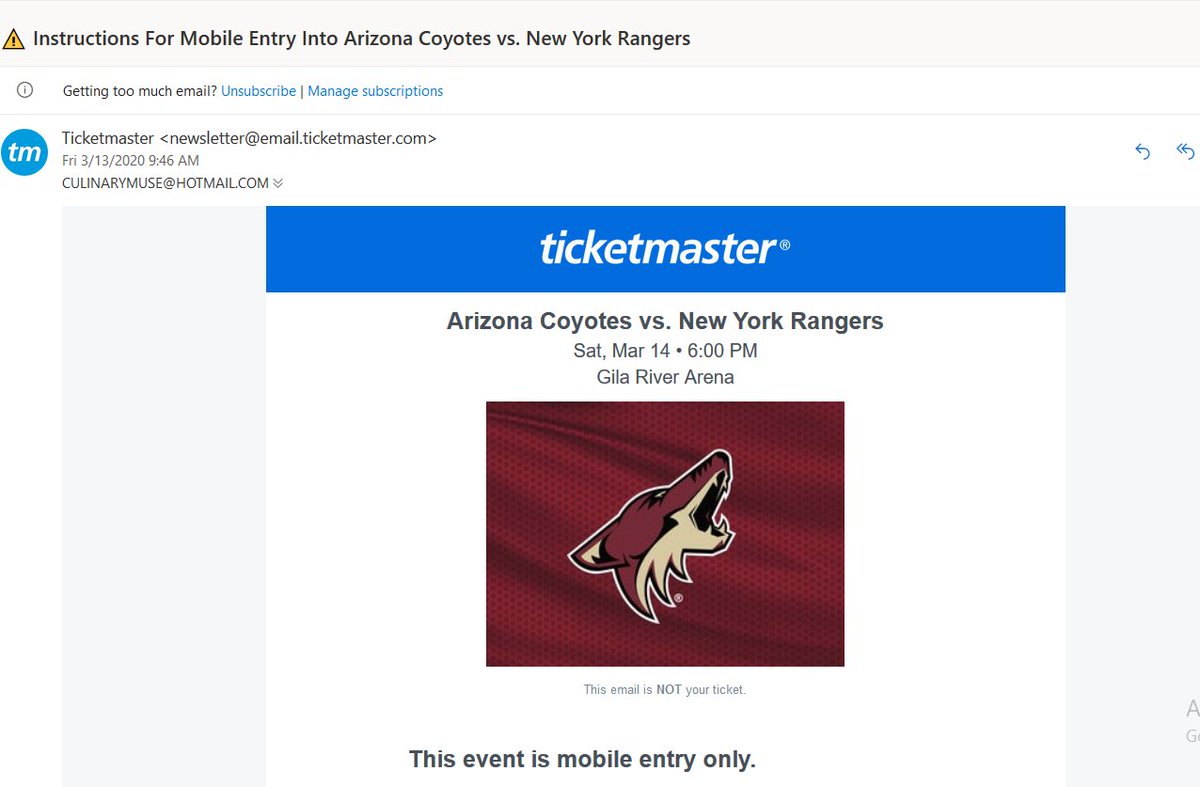 Hey <a href="/Ticketmaster/">Ticketmaster</a> you sent me an email today to download my tickets for an event that was cancelled yesterday? When I first saw the email I thought you were letting me know what to do with my tickets. So what do I do now? #emailfail #contextiseverything #ticketmaster
