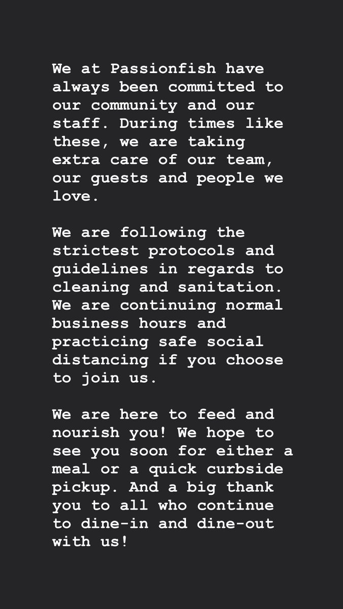 Passionfish's tweet photo. A brief message to our friends and customers from the Passionfish team. https://t.co/gNyRlzWKS7