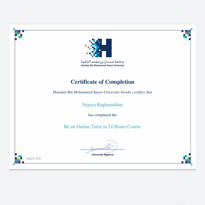 Successfully Completed.. 
<a href="/ashex16/">Asha Alexander UN Accredited #ClimateChange Leader</a> 
<a href="/Latha111Latha/">Latha</a> 
 
<a href="/KHDA/">KHDA | هيئة المعرفة والتنمية البشرية بدبي</a>
 
<a href="/googleclassroom/">googleclassroom</a>
  #InThisTogetherDubai 
<a href="/HBMSU/">HBMSU جامعة حمدان</a>
 
@TKGStweet