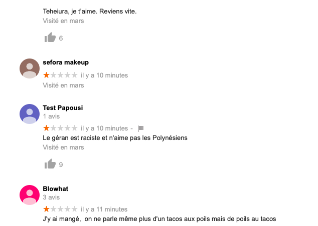 cedricgarrofe's tweet photo. Shitstorm @ahmadkohlanta: le hashtag #KohLanta en top des tendances monde, et maintenant, des internautes ont retrouvé l'adresse du service de tacos du candidat et se vengent en atomisant l'entreprise via les avis Google (certains sont drôles, il faut le reconnaître). https://t.co/u7ry1U99vj