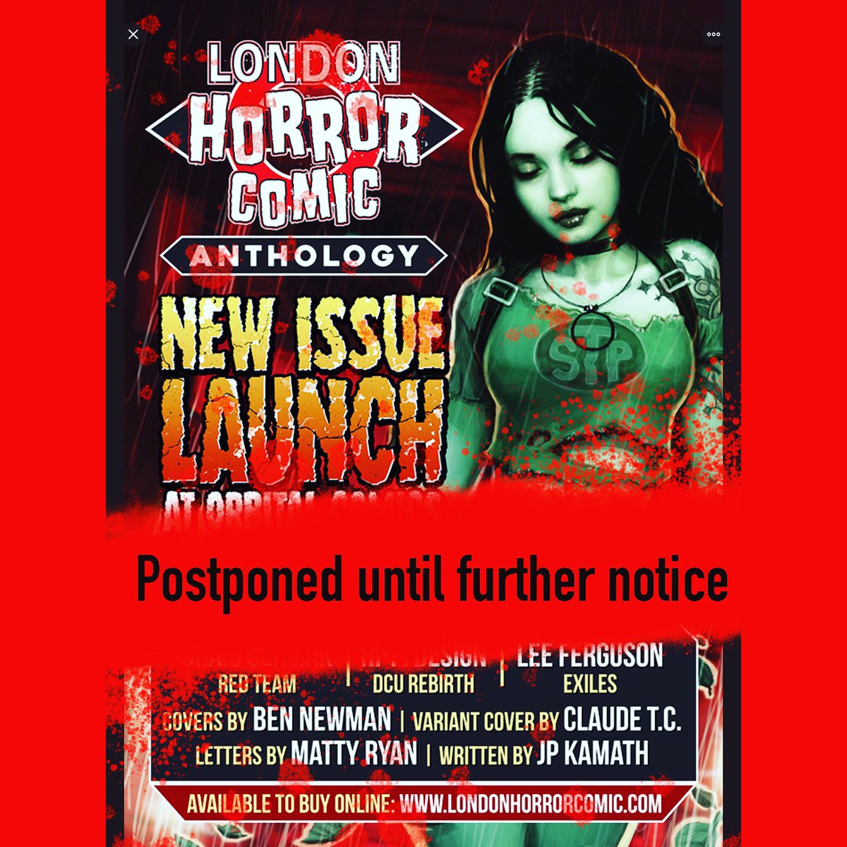 orbitalcomics's tweet photo. Sorry folks, tomorrow’s launch event for @londonhorror is postponed. You can order the comic direct from them though in the mean time so head over to their page. https://t.co/IFJ4wgqsn1