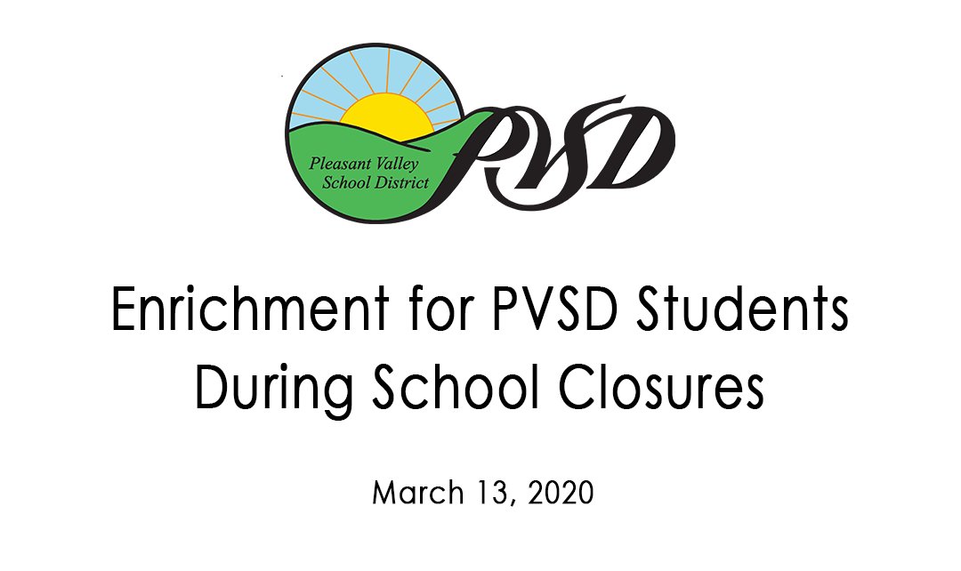 PVSDCamarillo's tweet photo. In order to ensure that PVSD students have opportunity for enrichment during the COVID-19 closures, we have developed some optional enrichment activities for students: https://t.co/sHPYvtYYtR

#PVSD #PVproud #Camarillo #COVID19 https://t.co/tim9aG1wtY