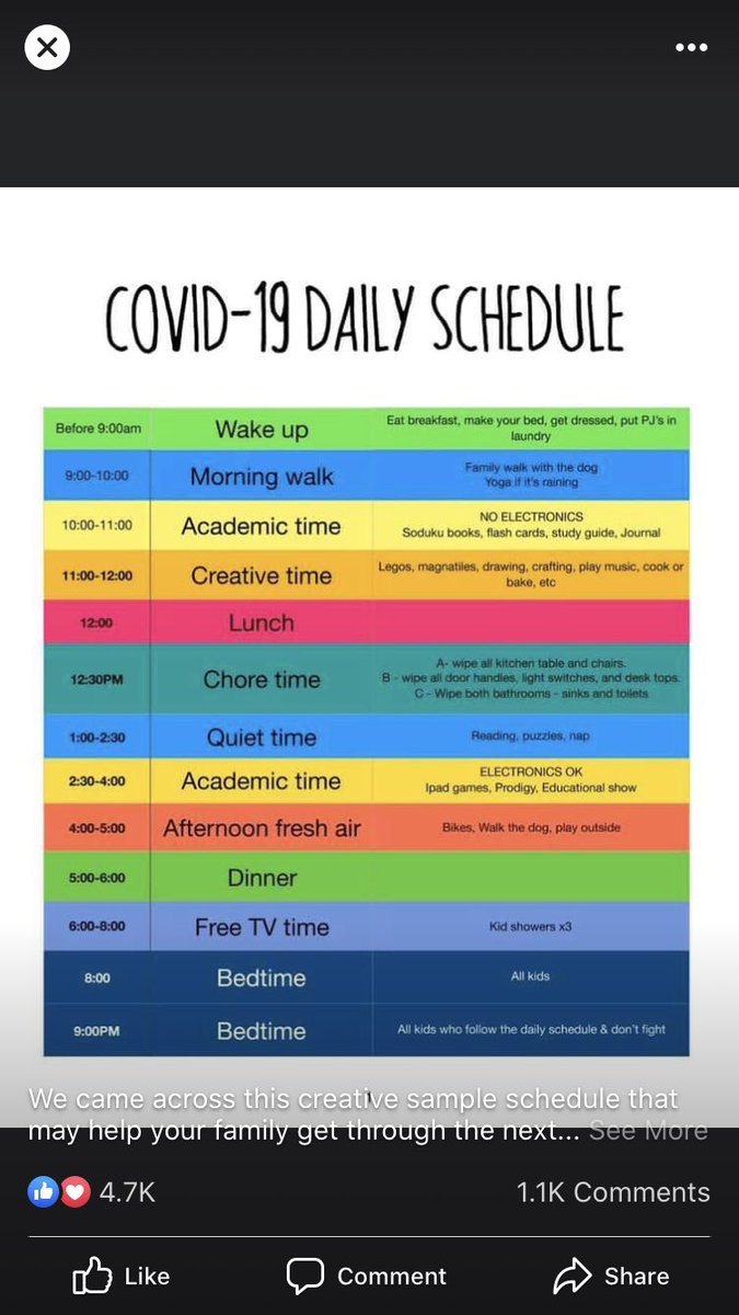 With our kiddos doing distance learning next week, here is a schedule to use to keep from going stir crazy. 😊
