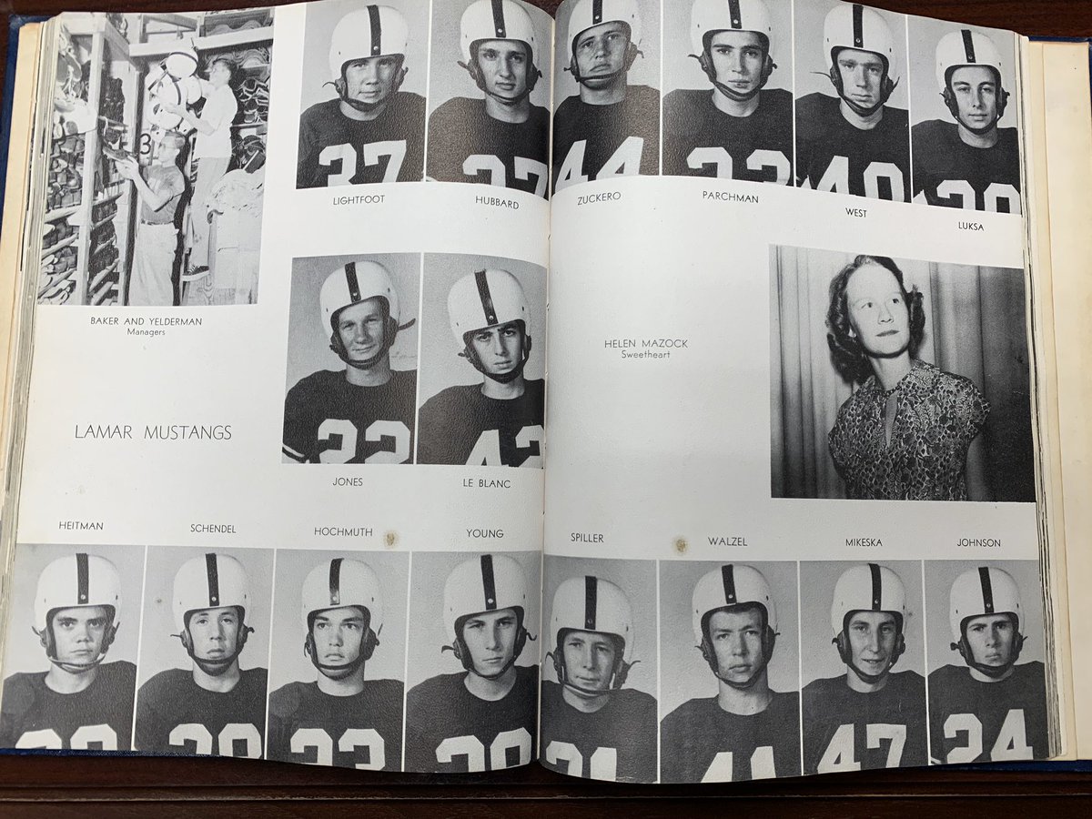THELamarCHS's tweet photo. Look at these 1950 Yearbook pages! #BlueStampede #Celebrating70YearsOfTradition #RichInHistory #HailLamarHigh 💙⭐️🐴 https://t.co/mkBka9qyYU