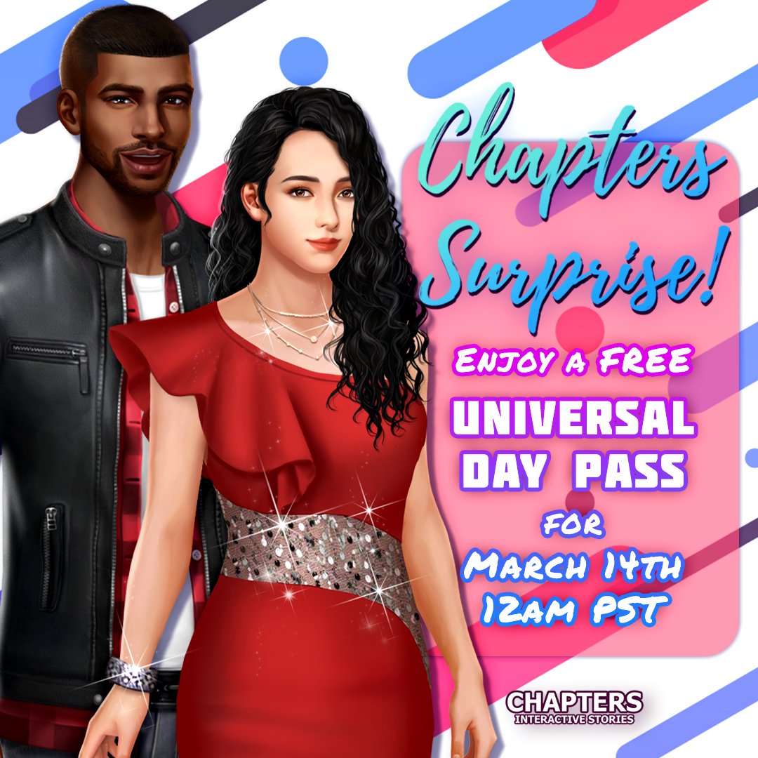 ChaptersGame's tweet photo. Enjoy a FREE Day Pass tomorrow!
#ChaptersGame #ChaptersInteractiveStories https://t.co/ZnB0INR9Hs