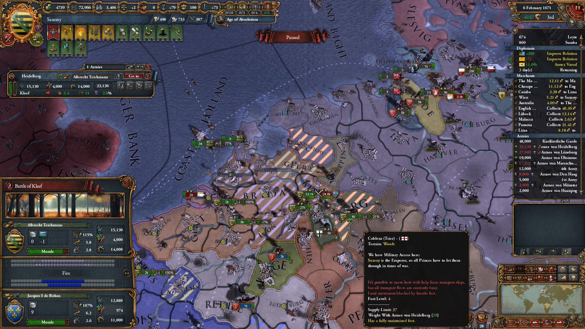 なななな Eu4 敵戦争主導国のオランダをほぼ占領しました さらにフランス本土に侵攻 領内を荒らし回っております なんかトスカーナがイタリア半島を統一してるなぁ 戦争終結 死者数は60万人で 我が国はオランダより新大陸の1州を獲得 なななな Eu4 敵戦争主導国のオランダをほぼ占領しました さらにフランス本土に侵攻 領内を荒らし回っております なんかトスカーナがイタリア半島を統一してるなぁ 戦争終結 死者数は60万人で 我が国はオランダより新大陸の1州を獲得