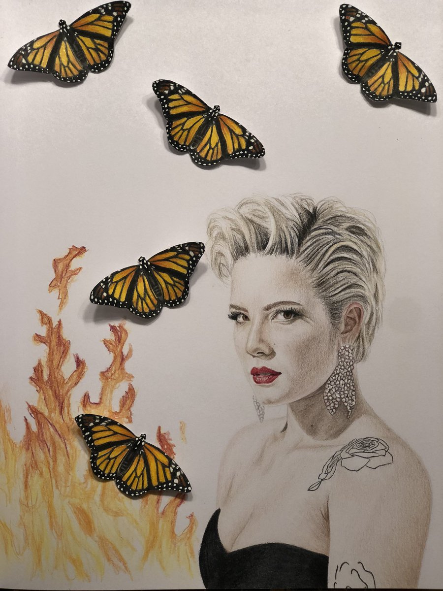 Angel on Fire - colored pencil