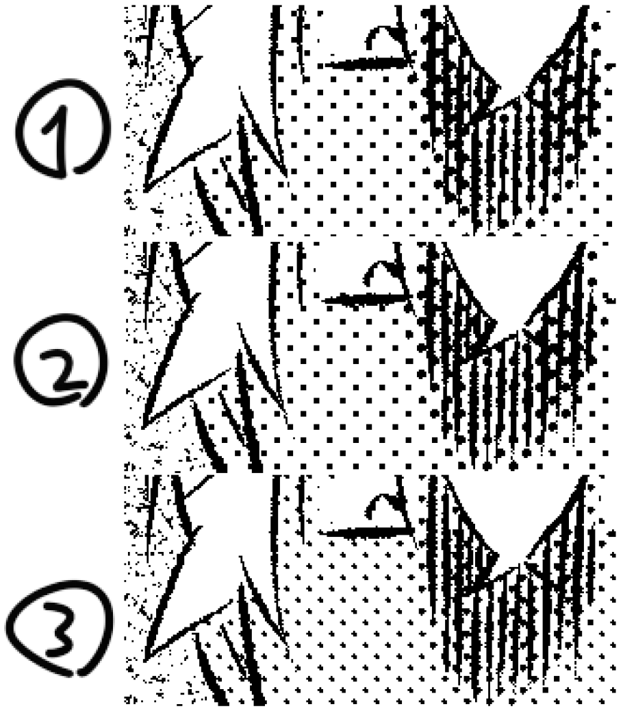 訂正あげ直し!
再録本でB5→A5にサイズ縮小した時の試行錯誤のあれこれ。
今回は①の方法で印刷したけど、縮小方法色々だから試し刷りまでして悩んだ。モアレだけは起こしたくなかったんだ…! 