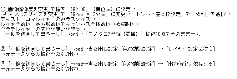 訂正あげ直し!
再録本でB5→A5にサイズ縮小した時の試行錯誤のあれこれ。
今回は①の方法で印刷したけど、縮小方法色々だから試し刷りまでして悩んだ。モアレだけは起こしたくなかったんだ…! 