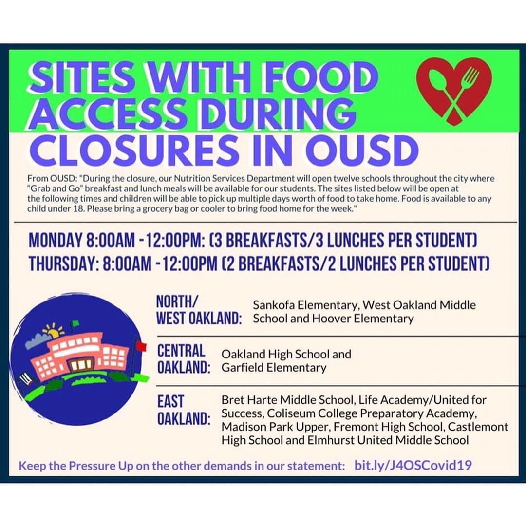 amyepaulie's tweet photo. Spread the word - #OUSD meals for students still happening. 🙌🏽

#Oakland #CommunityCare #COVID19 https://t.co/5MKc6HHjFX