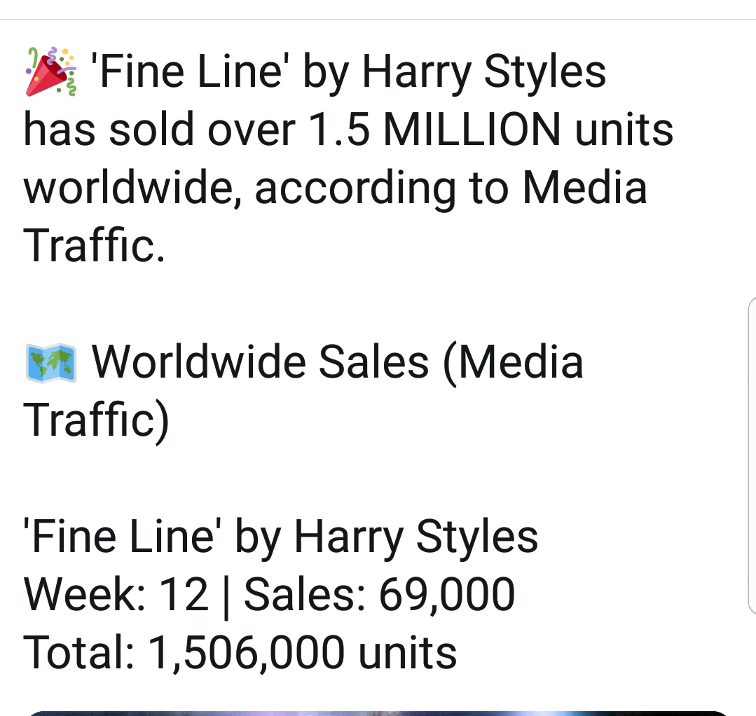 "Fine Line" has now sold over 1.5M units WW!