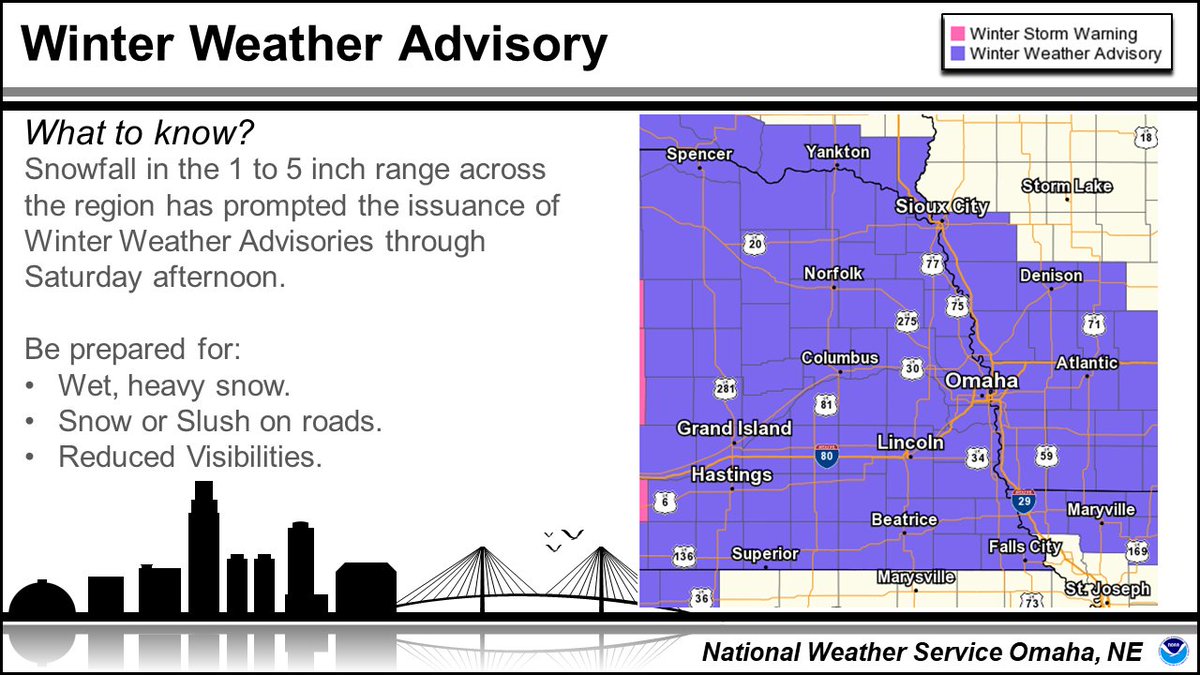 A Winter Weather Advisory is now in effect for all of eastern Nebraska