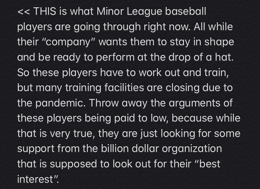 Some thoughts from a former minor league player, who wished to remain anonymous.